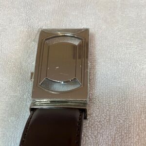 New Adjustable Silver Buckle and Brown Leather Belt